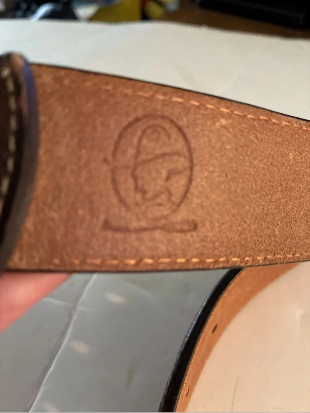 Vtg Tooled Leather Belt Julie Zsupnik Porcelain Moose Belt Buckle 43” W 1.5 Wide